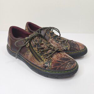 Spring Step L'Artiste Danli Leather Sneakers Palm Print Bohemian Lagenlook 8.5